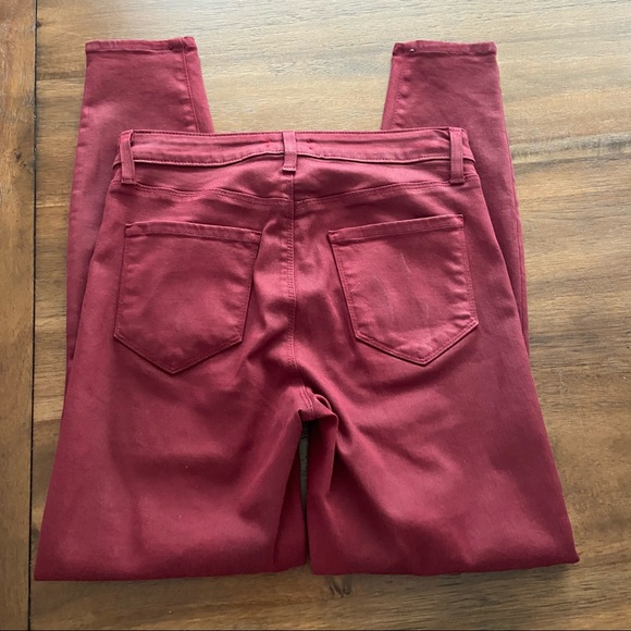 L’AGENCE MARGOT COATED skinny JEANS IN DARK BERRY burgundy SIZE 26 - Picture 5 of 14